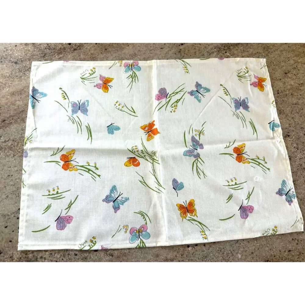 Vintage Vera Neumann Butterfly Placemats Set 4 Signed 18x13 Floral Table Linens